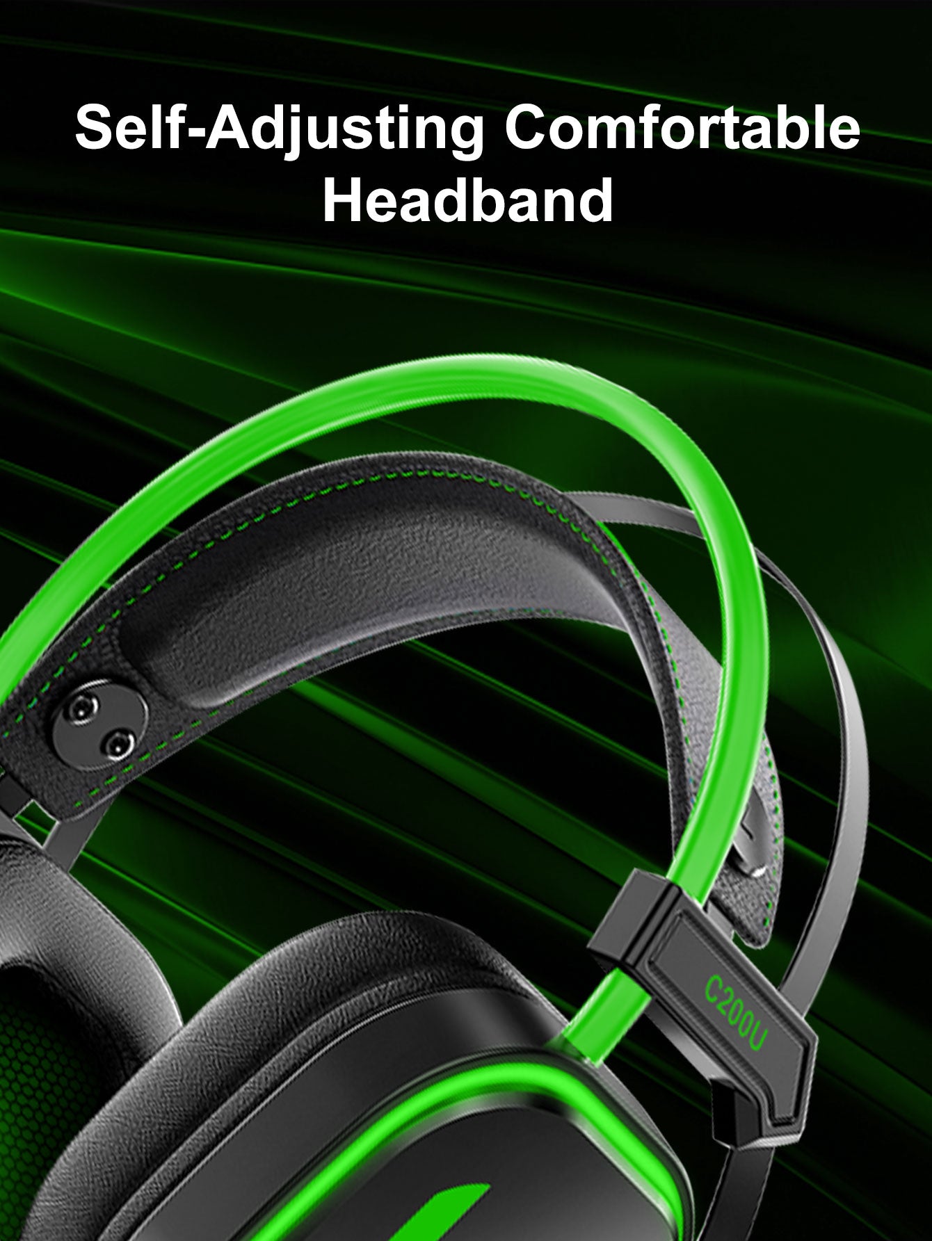 200U USB Gaming Headset with Microphone - Noise-canceling microphone, 7.1 surround sound wired gaming headset for PS4, PS5, Xbox, PC, Laptop, Switch, Green