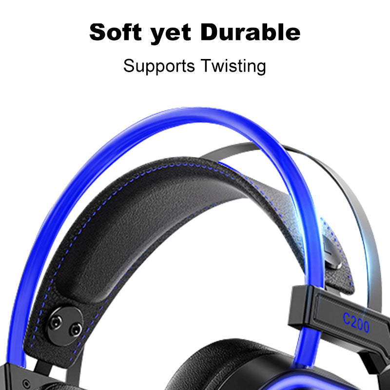 200C Gaming Headset for PS4, Xbox One, PC, PS5, Laptop, Mac, Nintendo Switch, 3.5MM Jack& Noise Cancelling Mic, Soft Memory Earmuffs, Blue Headset