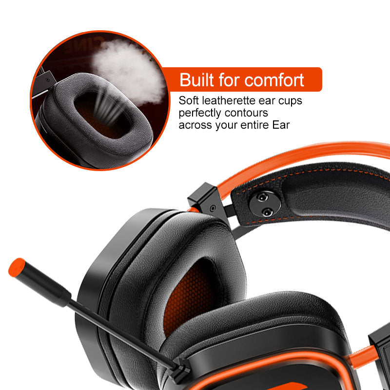 200C Gaming Headset for PC, PS4, PS5, Xbox 1, Mac, Switch, Wired Over-Ear Gaming Headphones with Noise Cancelling Mic,3.5mm Audio Jack & in-Line Control, Orange Headset