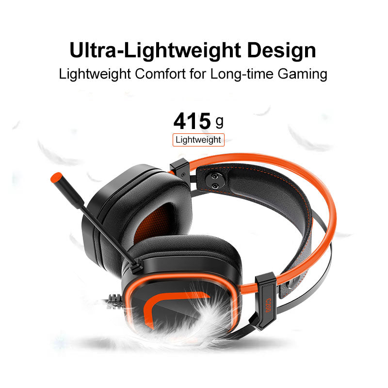 200C Gaming Headset for PC, PS4, PS5, Xbox 1, Mac, Switch, Wired Over-Ear Gaming Headphones with Noise Cancelling Mic,3.5mm Audio Jack & in-Line Control, Orange Headset