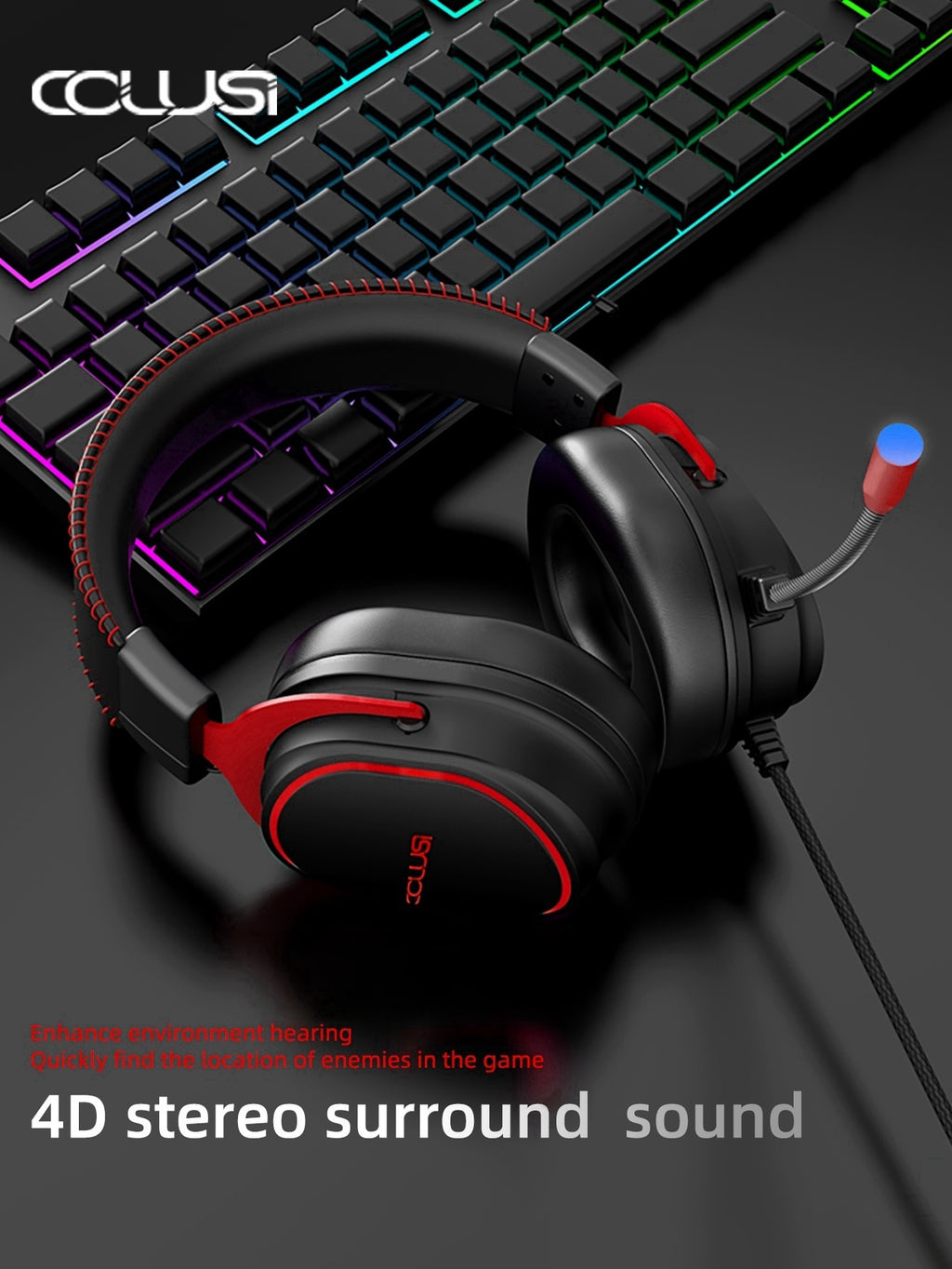 CLS900 Wired Gaming Headset for PS5,PS4,Xbox One Controller, Noise Cancelling Microphone and Breathable Ear Pads Black+Red