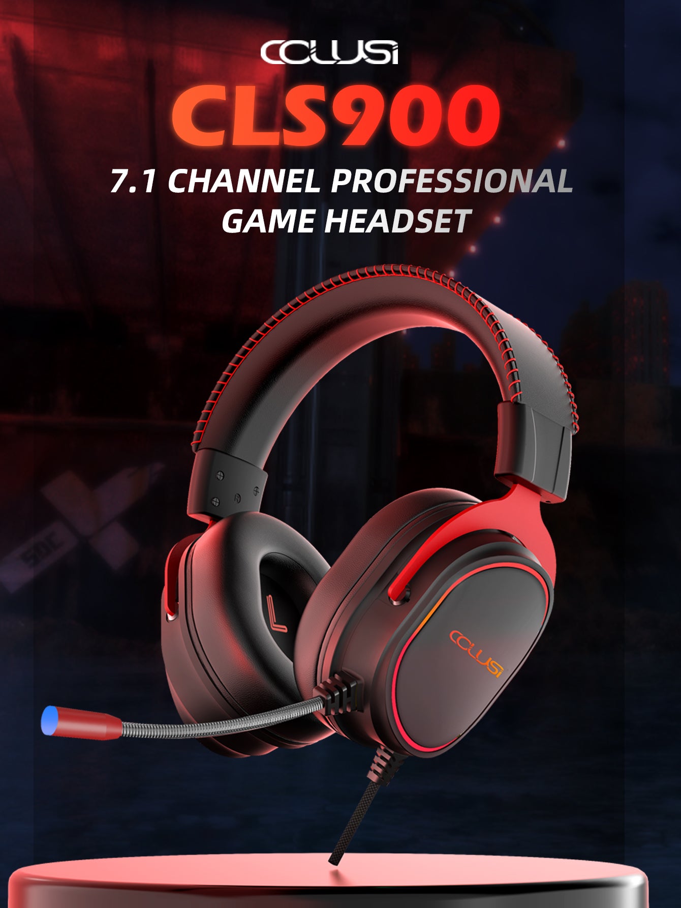 CLS900 Wired Gaming Headset for PS5,PS4,Xbox One Controller, Noise Cancelling Microphone and Breathable Ear Pads Black+Red