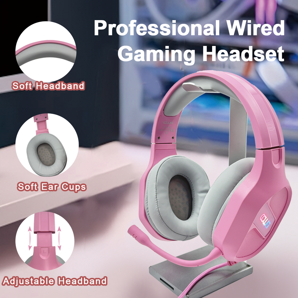 CLS400 Wired Over-Ear Gaming Headphones with Mic Clear Call, Stereo Gaming Headset with 3.5mm Audio Jack for PC, PS4, PS5, Xbox1, Mac, Switch, Pink