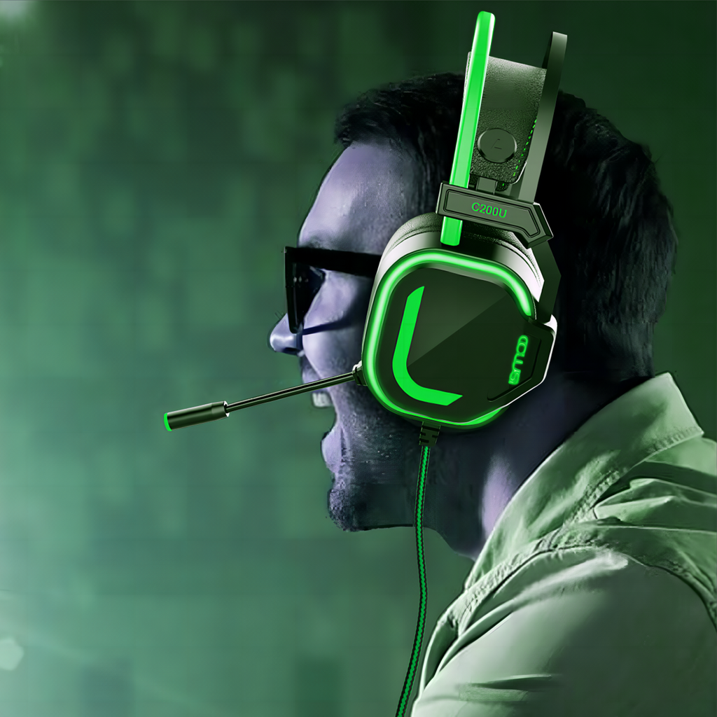200U USB Gaming Headset with Microphone - Noise-canceling microphone, 7.1 surround sound wired gaming headset for PS4, PS5, Xbox, PC, Laptop, Switch, Green