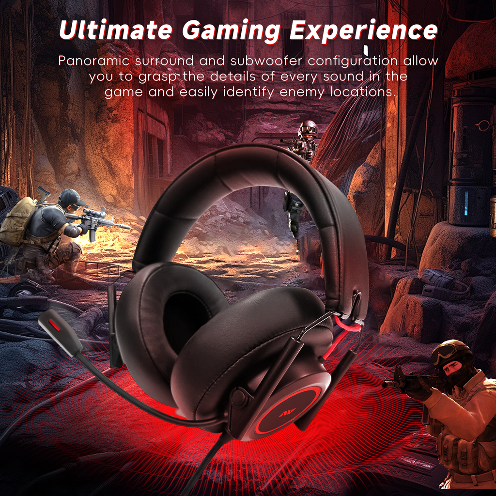 M21 PS5 Gaming Headset with Mic, Wired Gaming Headset for PC, Laptop, PS4/Xbox One Controller, 3.5MM Audio Jack, Black+Red