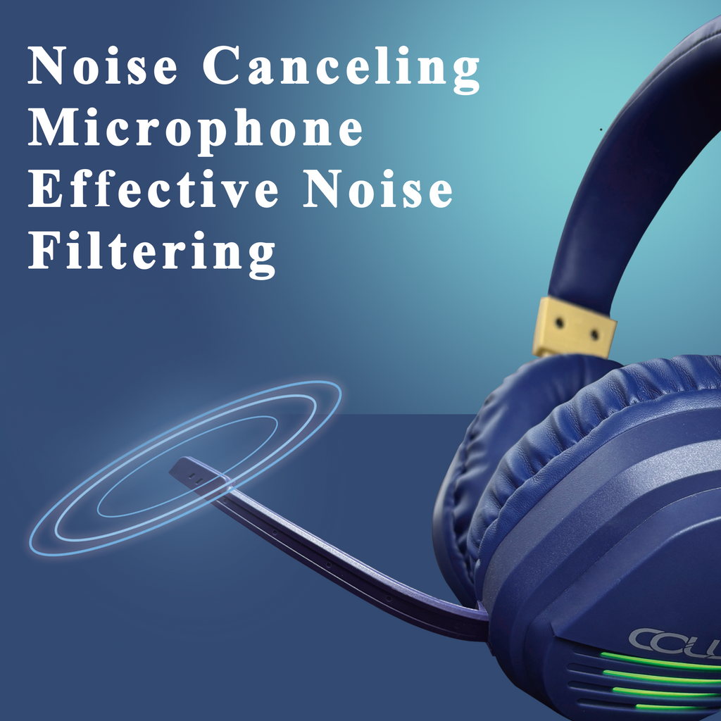 C500 Blue Gaming Headset for Xbox One PC PS4 PS5 with Noise Cancelling Mic ,Wired Over-Ear Headphones with Soft Comfort Earmuffs & Volume Control fits for Laptop Mac