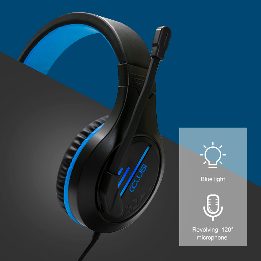 C100 PS4 Gaming Headset with Microphone for Xbox One, PS5, PC, Laptop, Adjustable Wired Headband Gaming Headset with Soft Earmuff, Blue Headset