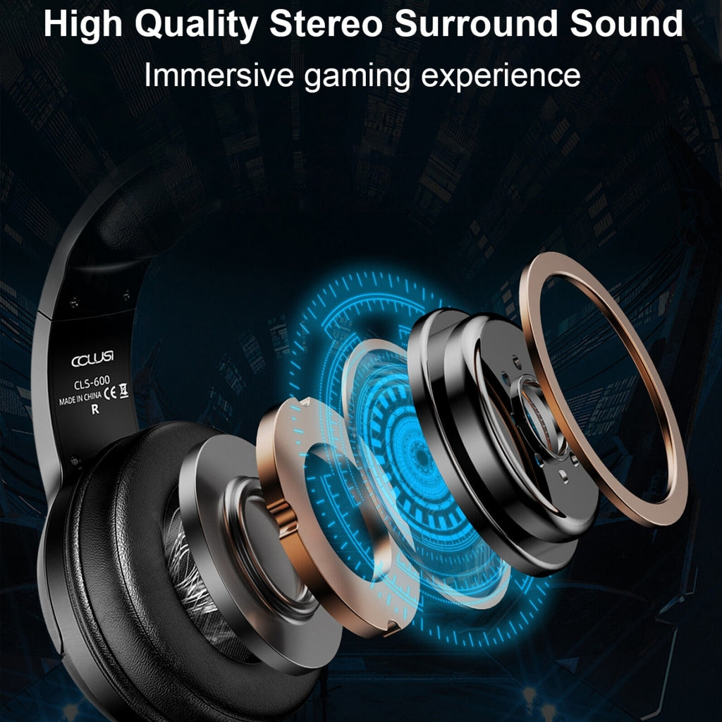 C600 RGB Gaming Headset for PS4 Xbox One Switch, Gamer Over-Ear Headphones with Noise Cancelling Microphone and Breathable Ear Pads, Game Headset for Laptop PC