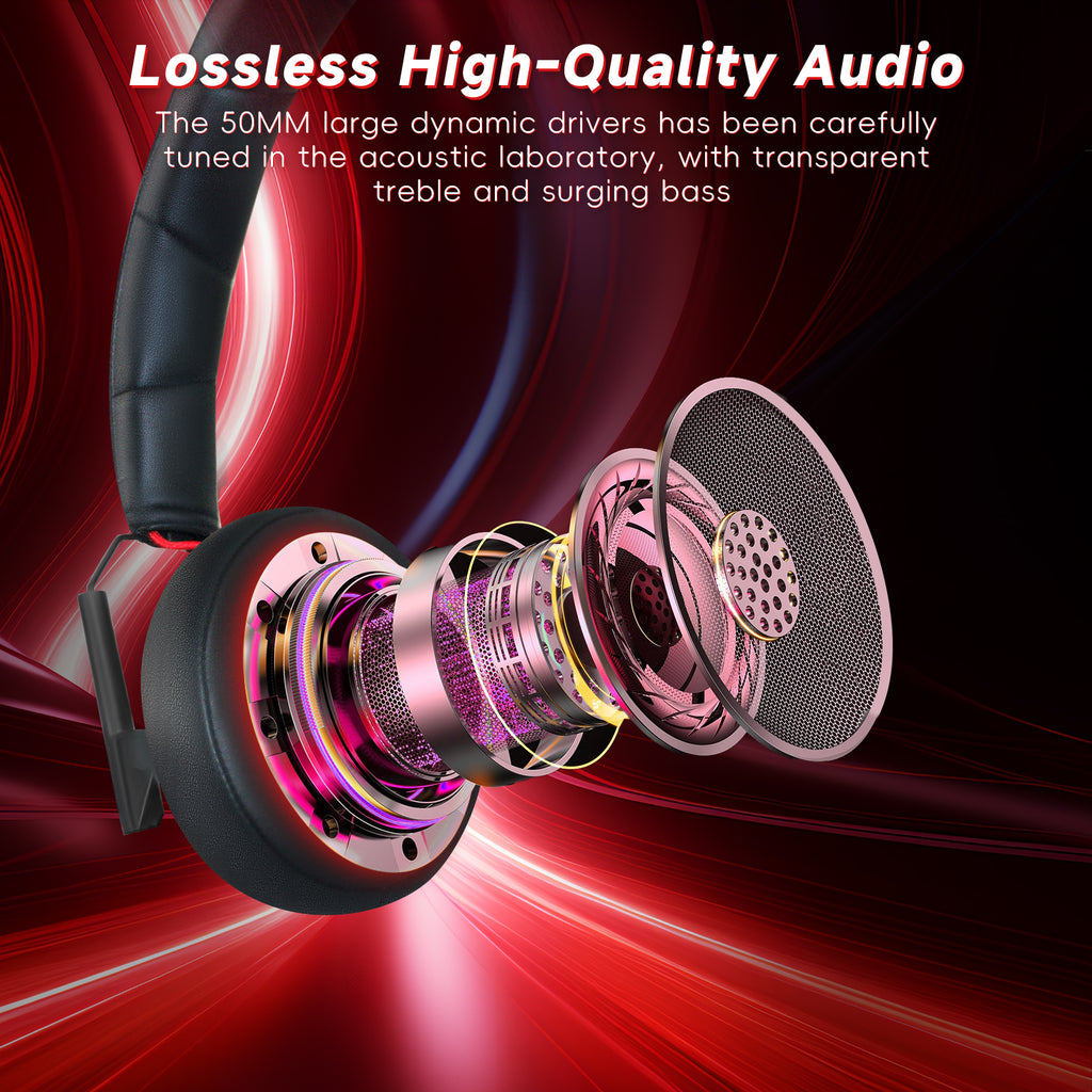M21 PS5 Gaming Headset with Mic, Wired Gaming Headset for PC, Laptop, PS4/Xbox One Controller, 3.5MM Audio Jack, Black+Red
