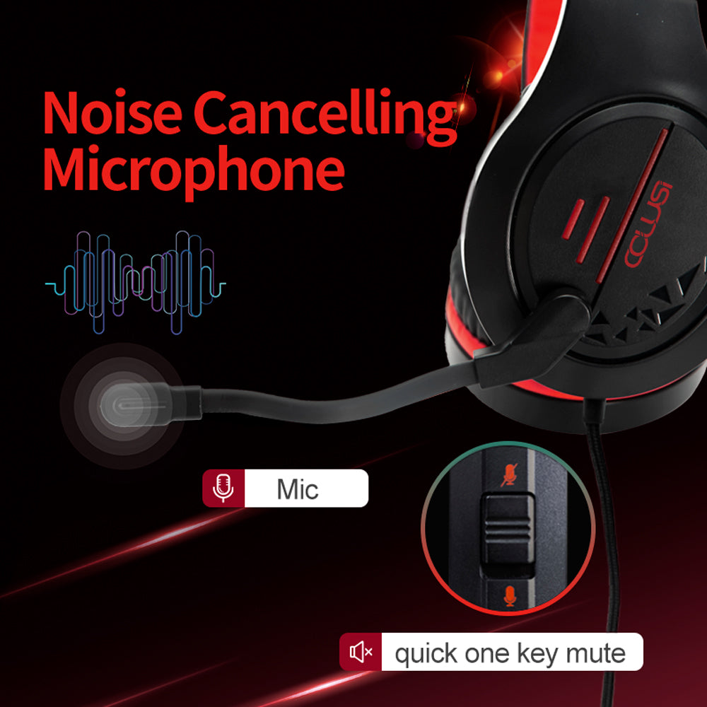 C100 Wired Gaming Headset with Microphone, 3.5MM Jack Gaming Headset for PS4, PS5, Xbox, switch, Laptop, Adjustable Headband, Low Latency, Surround Sound, Red Headset