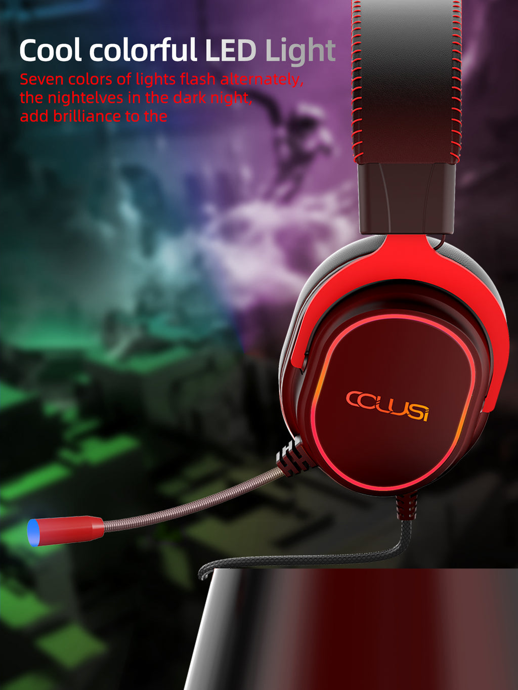 CLS900 Wired Gaming Headset for PS5,PS4,Xbox One Controller, Noise Cancelling Microphone and Breathable Ear Pads Black+Red
