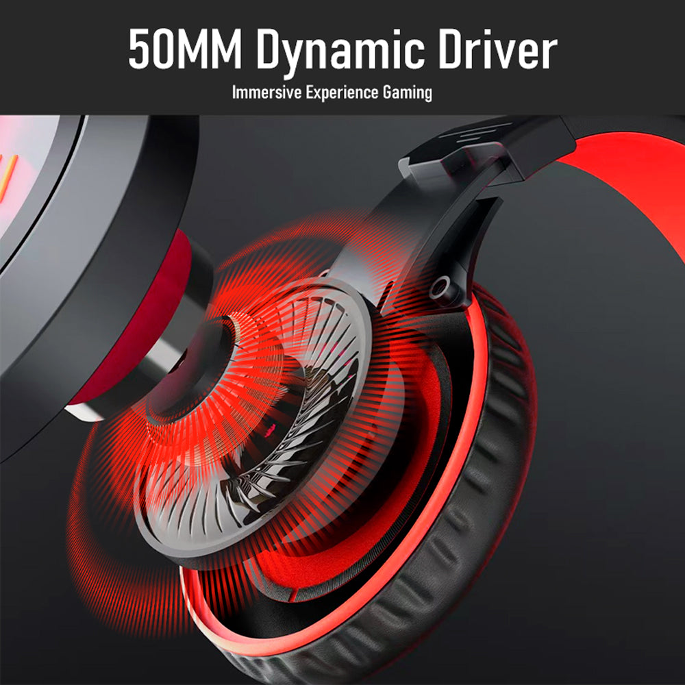 C100 Wired Gaming Headset with Microphone, 3.5MM Jack Gaming Headset for PS4, PS5, Xbox, switch, Laptop, Adjustable Headband, Low Latency, Surround Sound, Red Headset