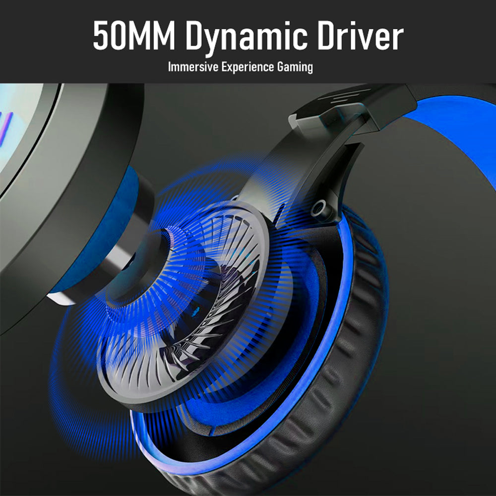C100 PS4 Gaming Headset with Microphone for Xbox One, PS5, PC, Laptop, Adjustable Wired Headband Gaming Headset with Soft Earmuff, Blue Headset