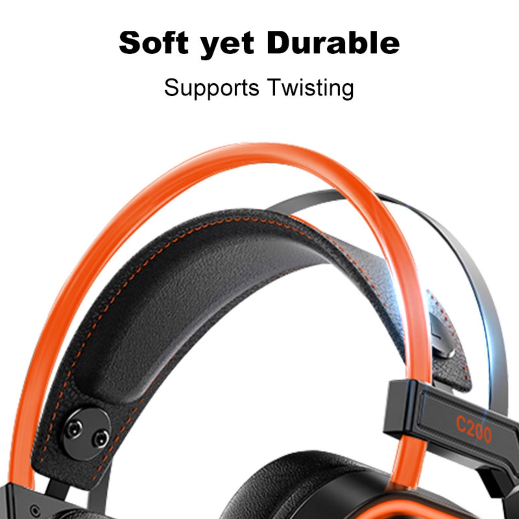 200C Gaming Headset for PC, PS4, PS5, Xbox 1, Mac, Switch, Wired Over-Ear Gaming Headphones with Noise Cancelling Mic,3.5mm Audio Jack & in-Line Control, Orange Headset