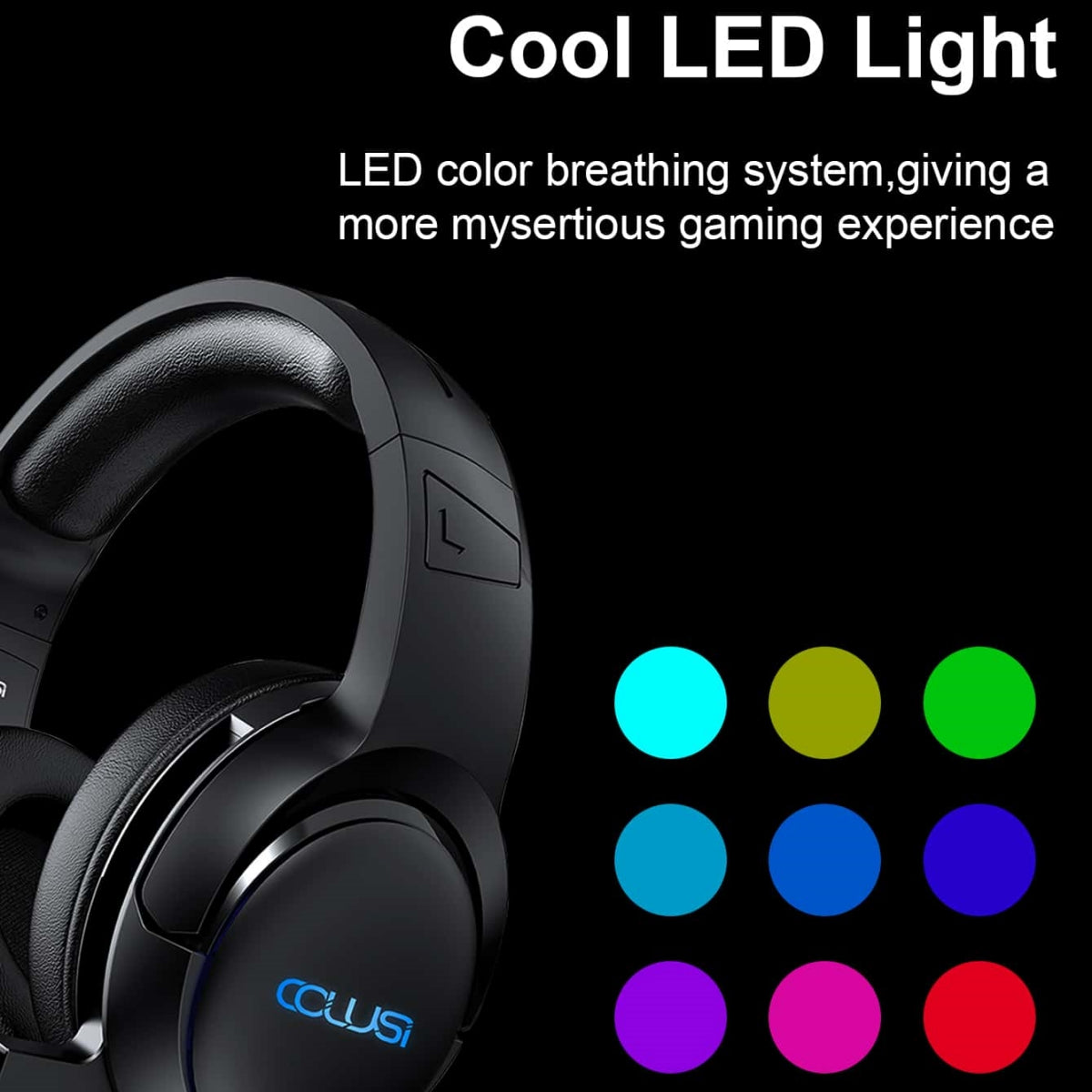 C600 RGB Gaming Headset for PS4 Xbox One Switch, Gamer Over-Ear Headphones with Noise Cancelling Microphone and Breathable Ear Pads, Game Headset for Laptop PC