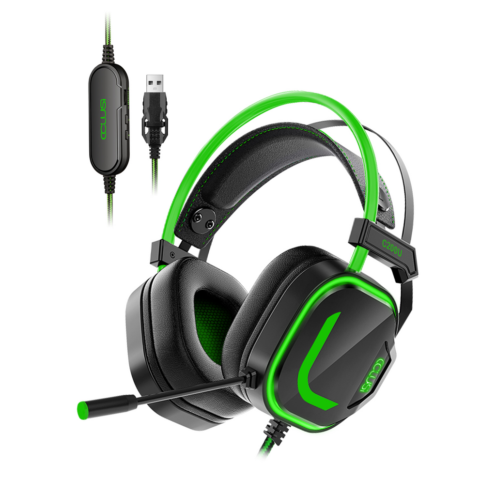 200U USB Gaming Headset with Microphone - Noise-canceling microphone, 7.1 surround sound wired gaming headset for PS4, PS5, Xbox, PC, Laptop, Switch, Green
