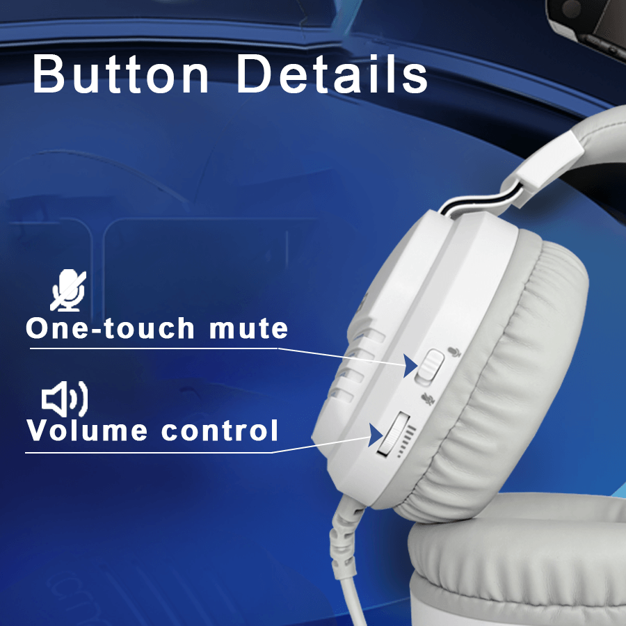 C500 White Gaming Headsets for PC, Gaming Headphones with Noise Canceling Mic, PS5 PS4 Headset with Soft Memory Earmuffs, Wired Over Ear Headphones for Xbox One, Laptop, Mac