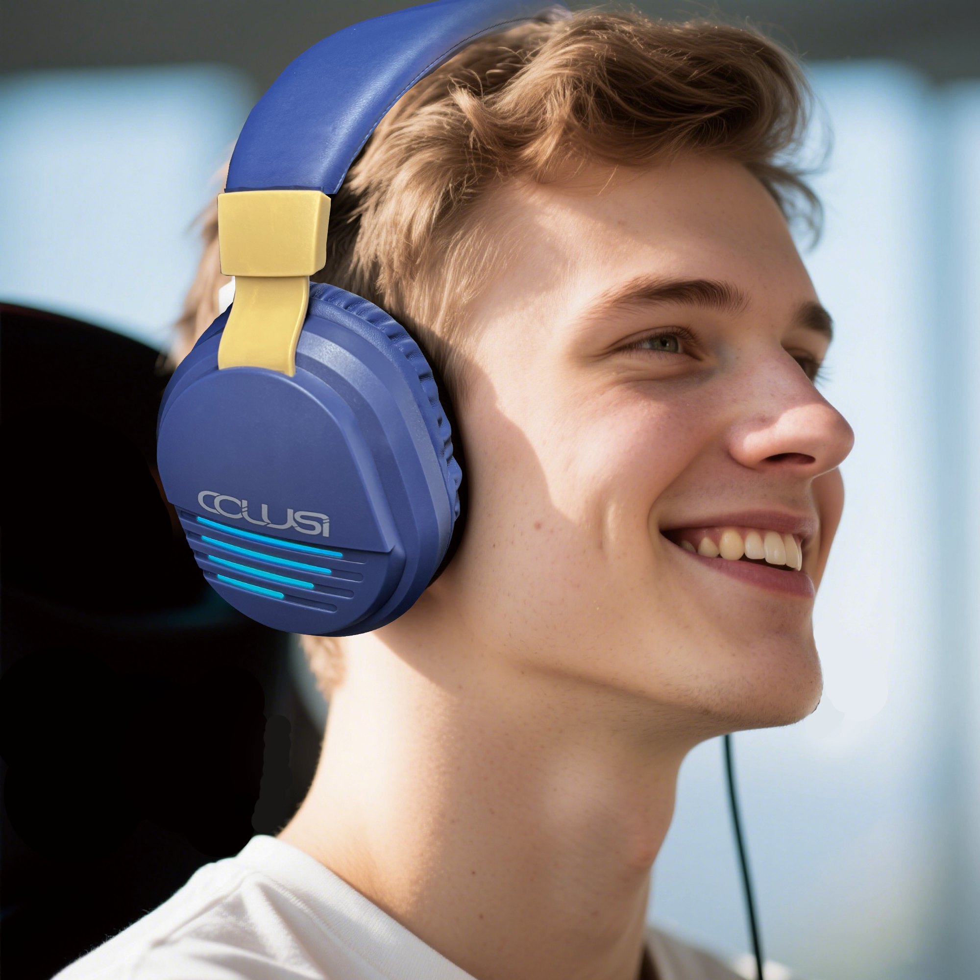 C500 Blue Gaming Headset for Xbox One PC PS4 PS5 with Noise Cancelling Mic ,Wired Over-Ear Headphones with Soft Comfort Earmuffs & Volume Control fits for Laptop Mac
