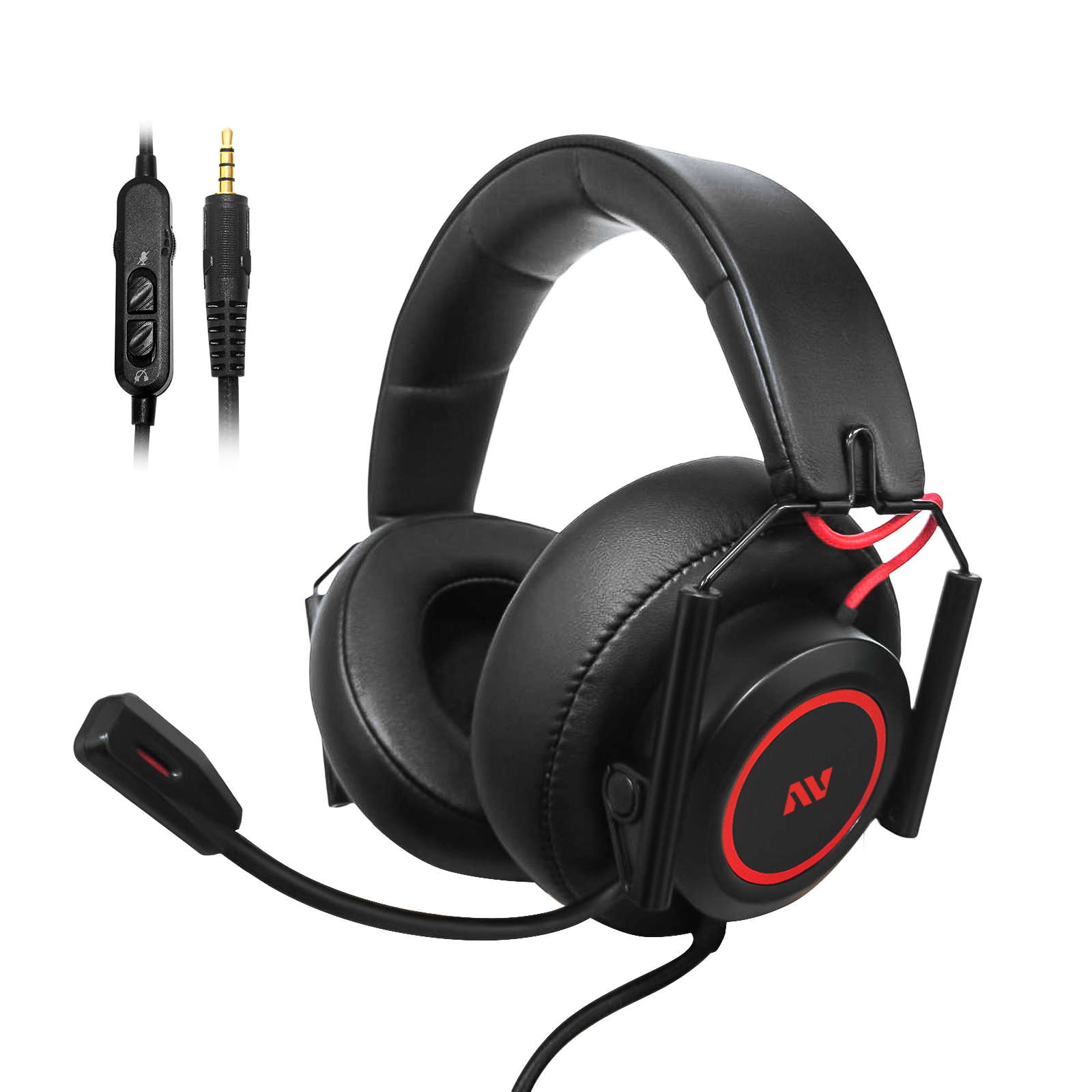 M21 PS5 Gaming Headset with Mic, Wired Gaming Headset for PC, Laptop, PS4/Xbox One Controller, 3.5MM Audio Jack, Black+Red